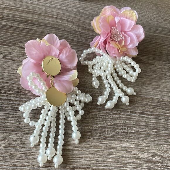 Bohemian pink flower earrings N216 - Picture 3 of 4